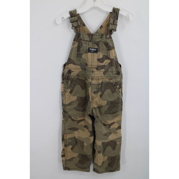 Oshkosh B'gosh Vestbak Shortall Railroad Stripe & Camo Overalls 24m Lot - Picture 12 of 16